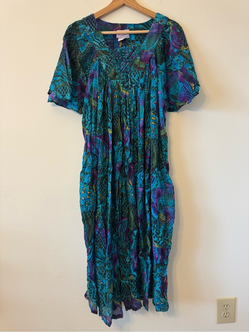 Vintage Patchouli From Nature Dress Size M Cotton Tropical Print Lightweight